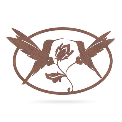 Hummingbirds Wall Art 11"x18" / Rust - RealSteel Center