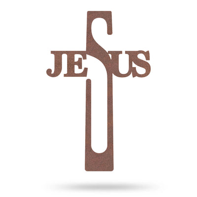 Jesus Cross Wall Art 8"x16" / Rust - RealSteel Center