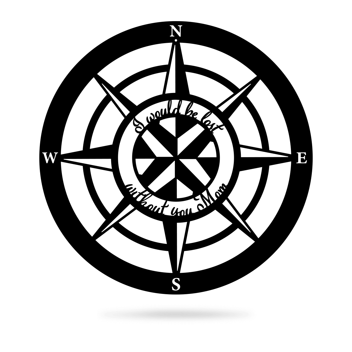 Lost Without Mom Compass Wall Art - Type A 18" / Black - RealSteel Center