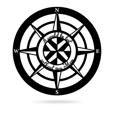 Lost Without Mom Compass Wall Art - Type A 18" / Black - RealSteel Center
