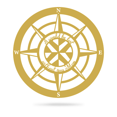 Lost Without Mom Compass Wall Art - Type A 18" / Gold - RealSteel Center