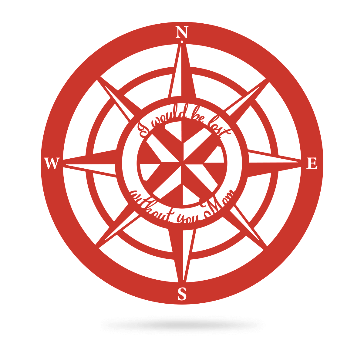 Lost Without Mom Compass Wall Art - Type A 18" / Red - RealSteel Center
