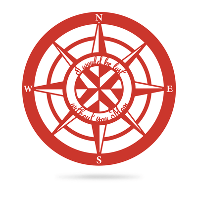 Lost Without Mom Compass Wall Art - Type A 18" / Red - RealSteel Center