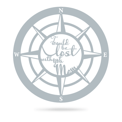 Lost Without Mom Compass Wall Art - Type B 18" / Textured Silver - RealSteel Center