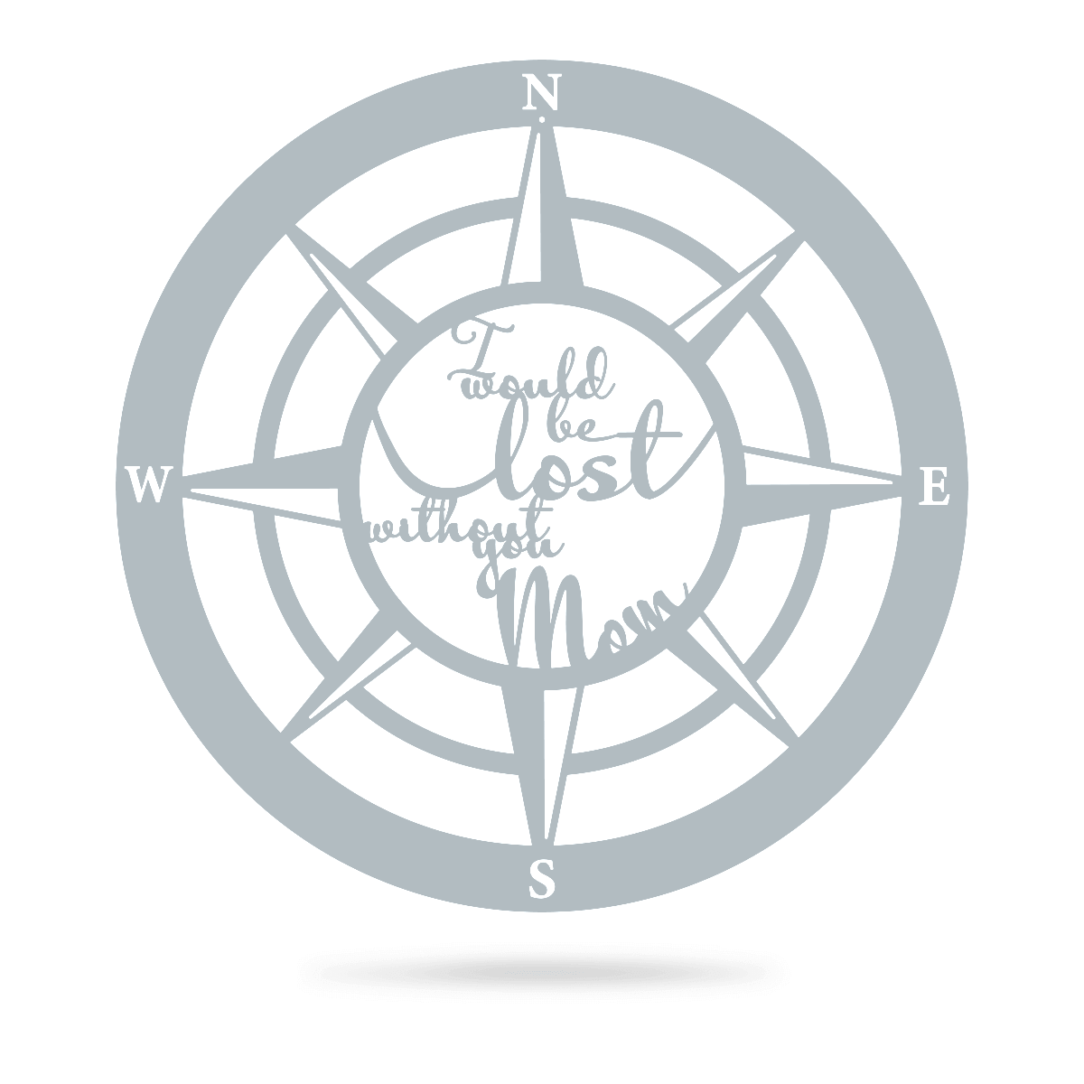 Lost Without Mom Compass Wall Art - Type B 18" / Textured Silver - RealSteel Center