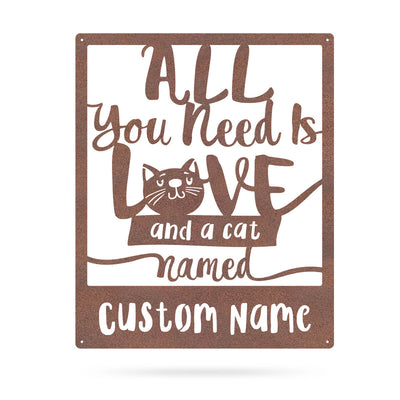 Love And A Cat Monogram 15"x18" / Rust - RealSteel Center