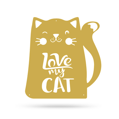 Love My Cat Wall Art 18" / Gold - RealSteel Center