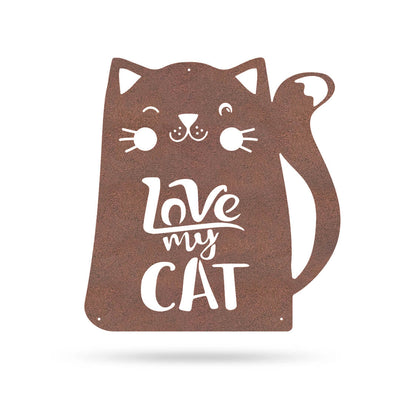 Love My Cat Wall Art 18" / Rust - RealSteel Center