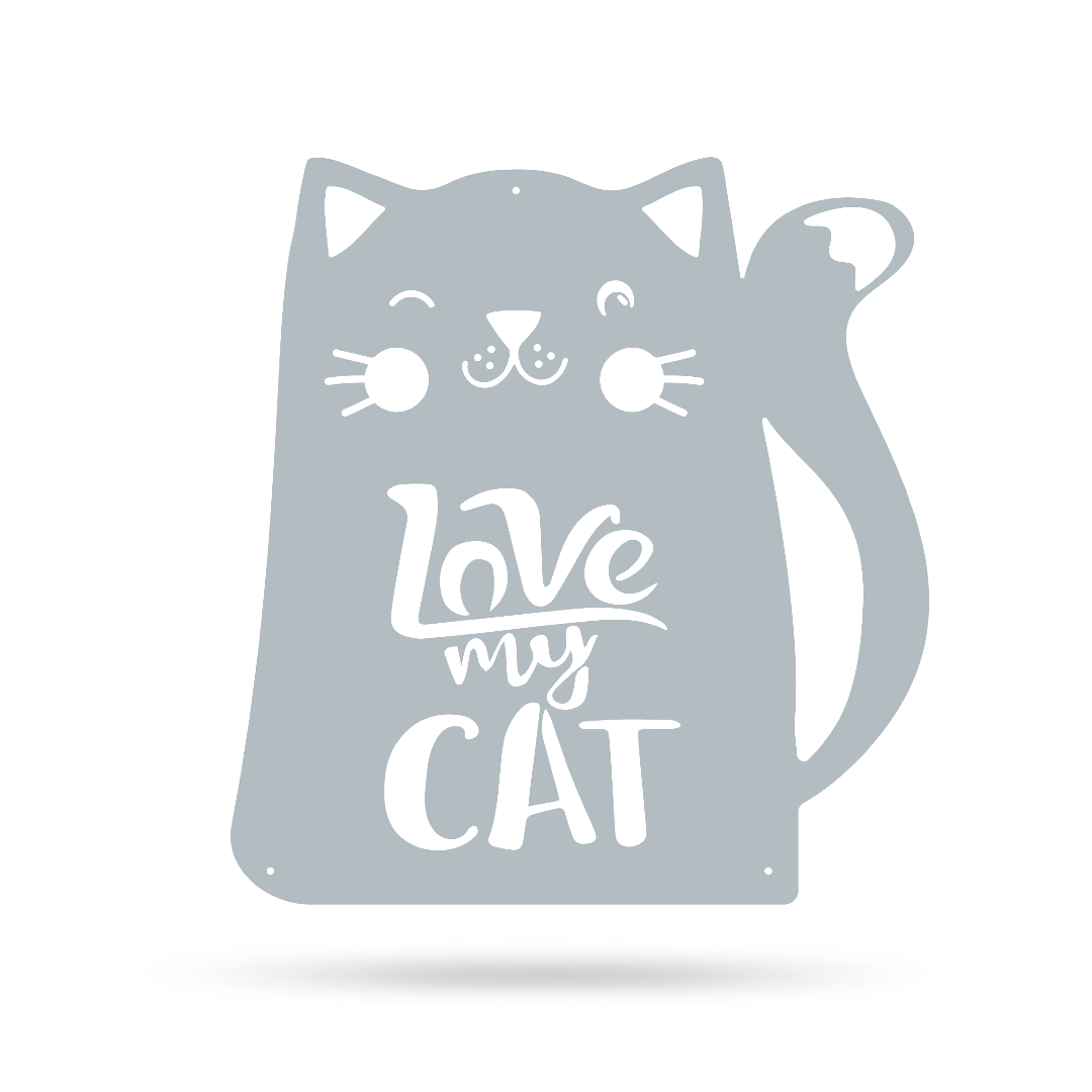 Love My Cat Wall Art 18" / Textured Silver - RealSteel Center