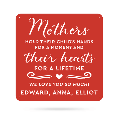 Mothers Hold Their Child's Hearts Wall Art 24" / Red - RealSteel Center