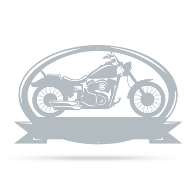 Motorcycle Monogram 18"x11" / Textured Silver - RealSteel Center