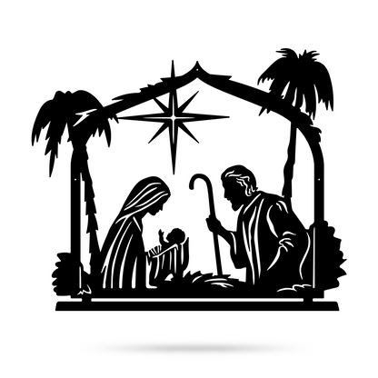 Nativity Scene Wall Décor 15"x18" / Black - RealSteel Center