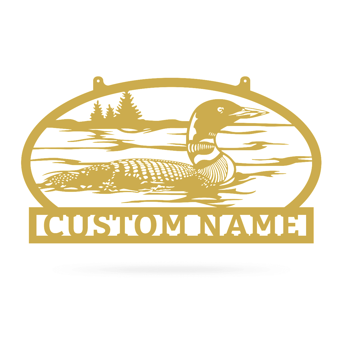 Outdoor Sign with Loon 11.7"x20" / Gold - RealSteel Center