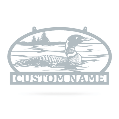 Outdoor Sign with Loon 11.7"x20" / Textured Silver - RealSteel Center