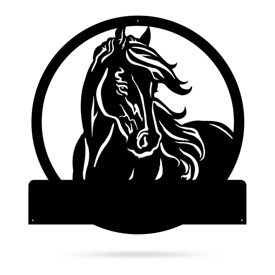 Personalized Horse Ranch Sign 30"x30" / Black - RealSteel Center
