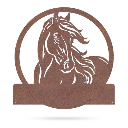 Personalized Horse Ranch Sign 18"x18" / Rust - RealSteel Center
