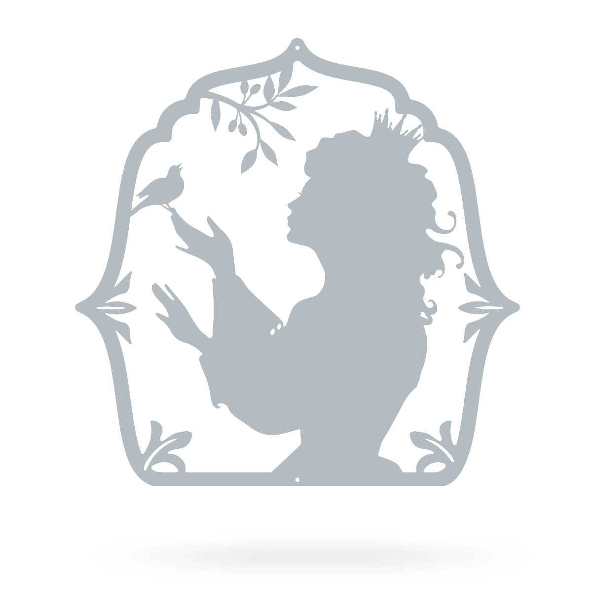 Princess Silhouette Wall Art 18"x18" / Textured Silver - RealSteel Center