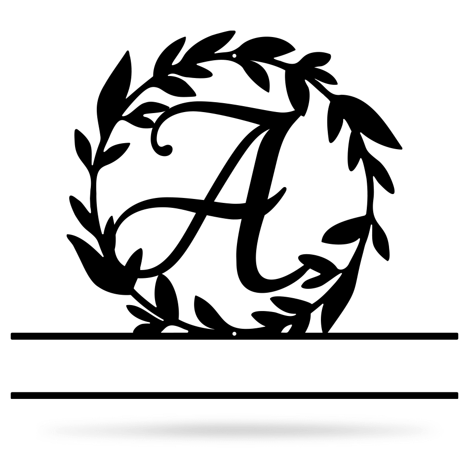 Wreath Monogram 15" x 18" / Black / A - RealSteel Center
