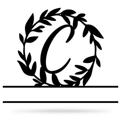 Wreath Monogram 15" x 18" / Black / C - RealSteel Center