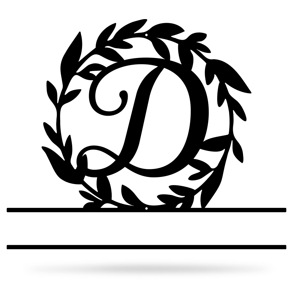 Wreath Monogram 15" x 18" / Black / D - RealSteel Center