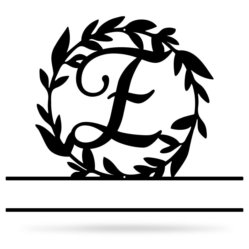 Wreath Monogram 15" x 18" / Black / E - RealSteel Center