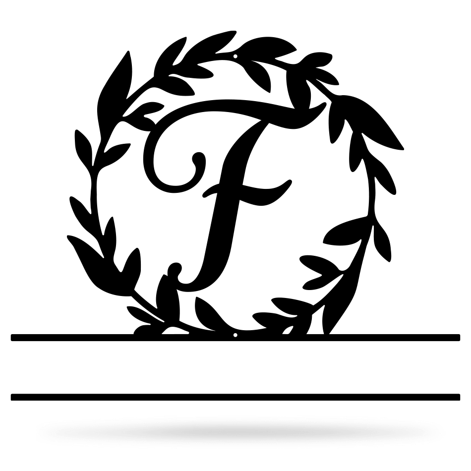 Wreath Monogram 15" x 18" / Black / F - RealSteel Center