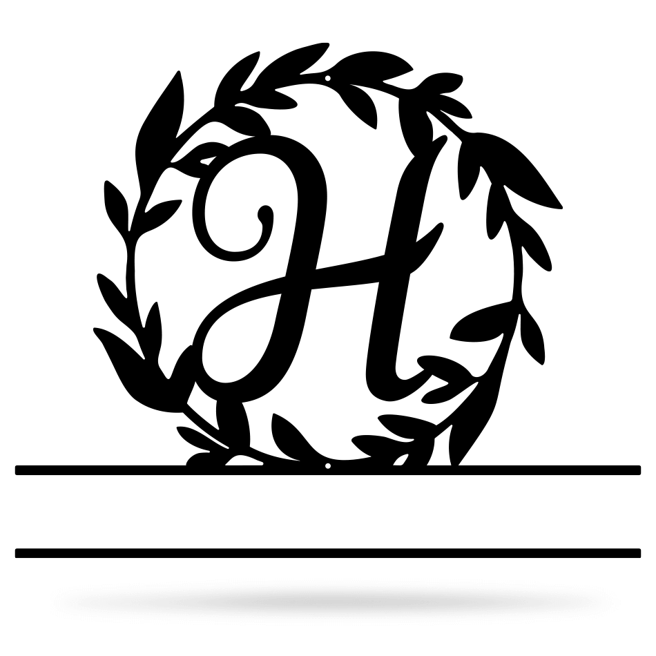 Wreath Monogram 15" x 18" / Black / H - RealSteel Center