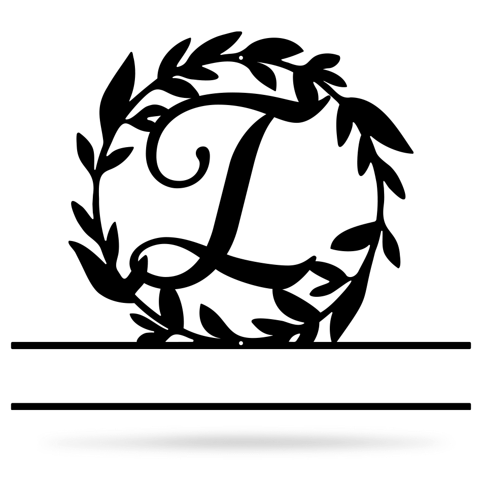 Wreath Monogram 15" x 18" / Black / I - RealSteel Center