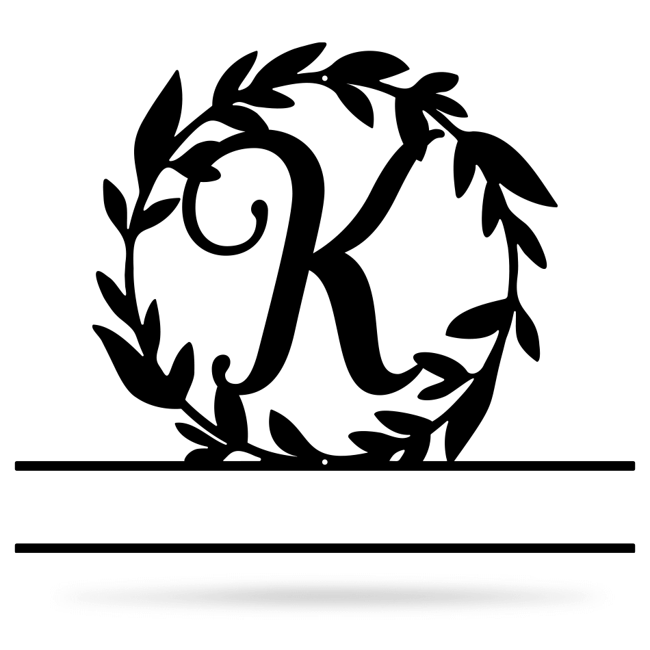 Wreath Monogram 15" x 18" / Black / K - RealSteel Center