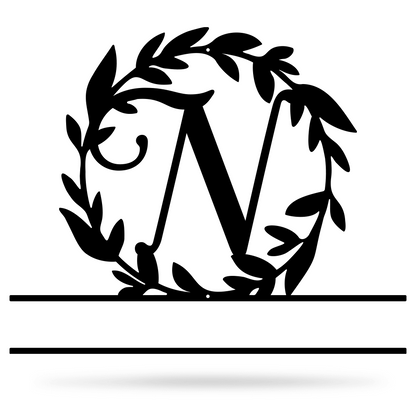 Wreath Monogram 15" x 18" / Black / N - RealSteel Center
