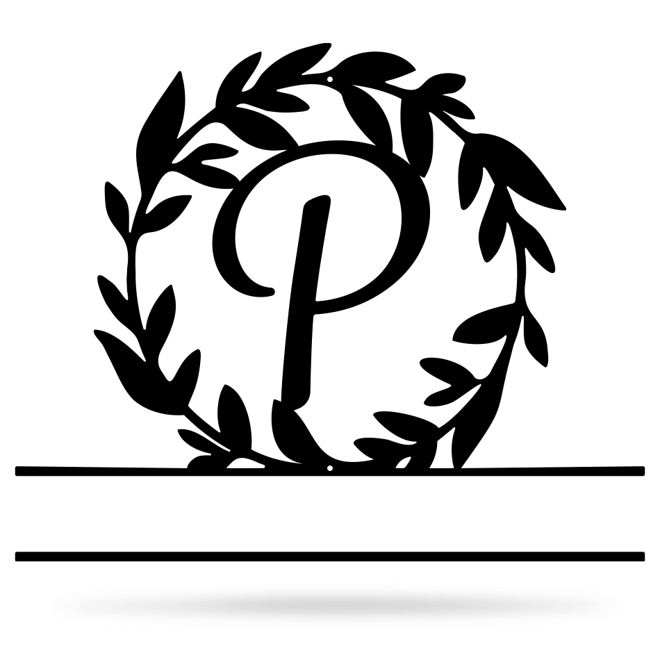 Wreath Monogram 15" x 18" / Black / P - RealSteel Center