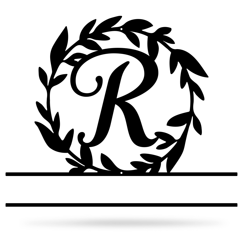 Wreath Monogram 15" x 18" / Black / R - RealSteel Center