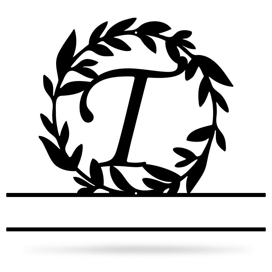 Wreath Monogram 15" x 18" / Black / T - RealSteel Center