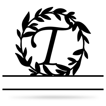 Wreath Monogram 15" x 18" / Black / T - RealSteel Center