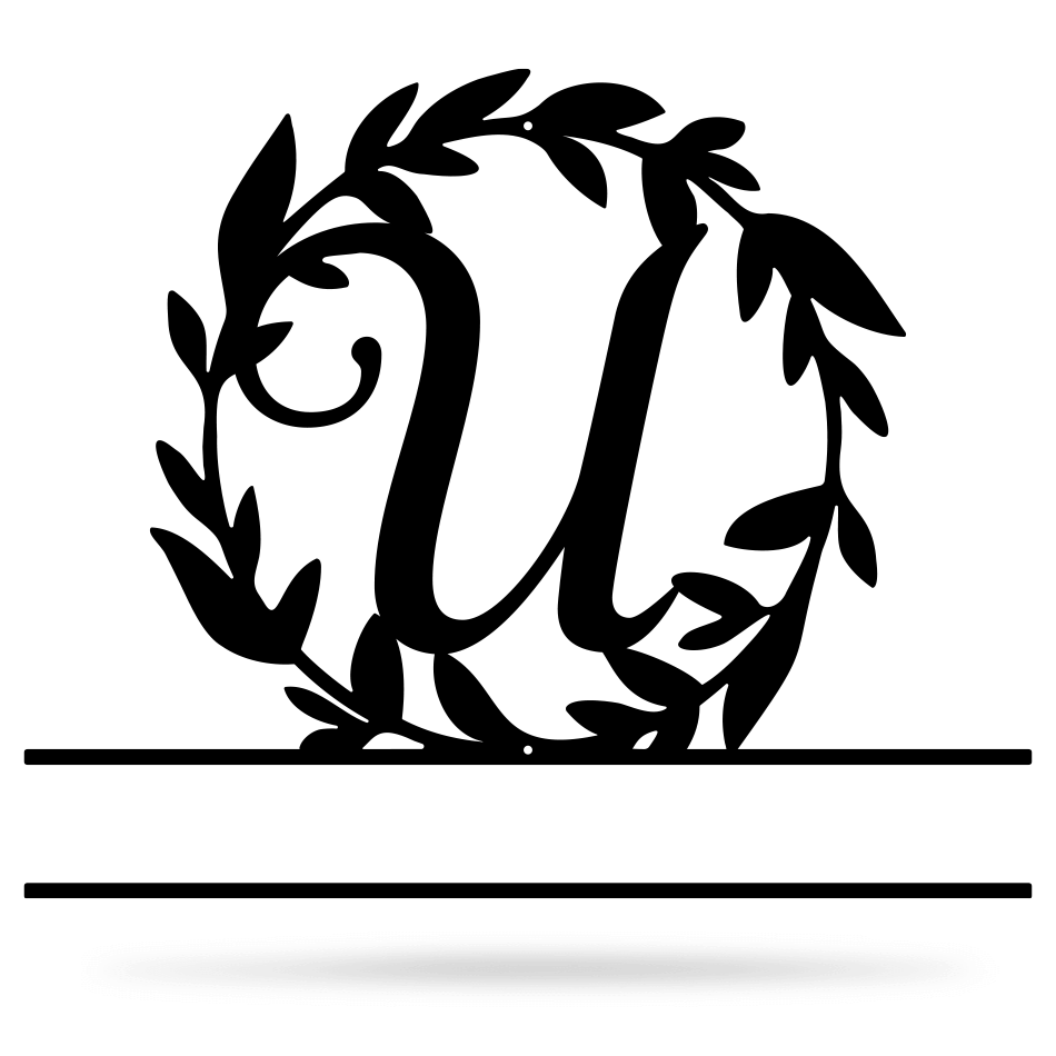 Wreath Monogram 15" x 18" / Black / U - RealSteel Center