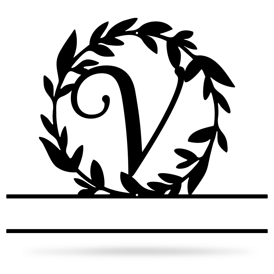 Wreath Monogram 15" x 18" / Black / V - RealSteel Center