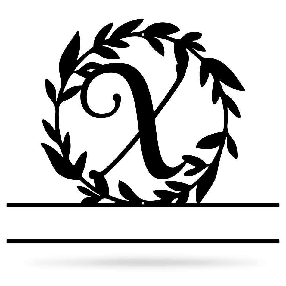 Wreath Monogram 15" x 18" / Black / X - RealSteel Center