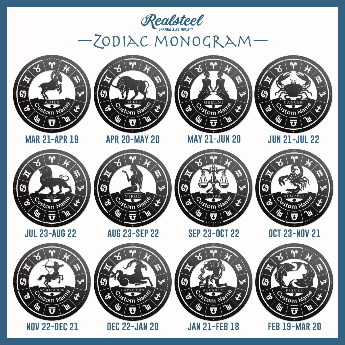 Libra - Zodiac Monogram  - RealSteel Center