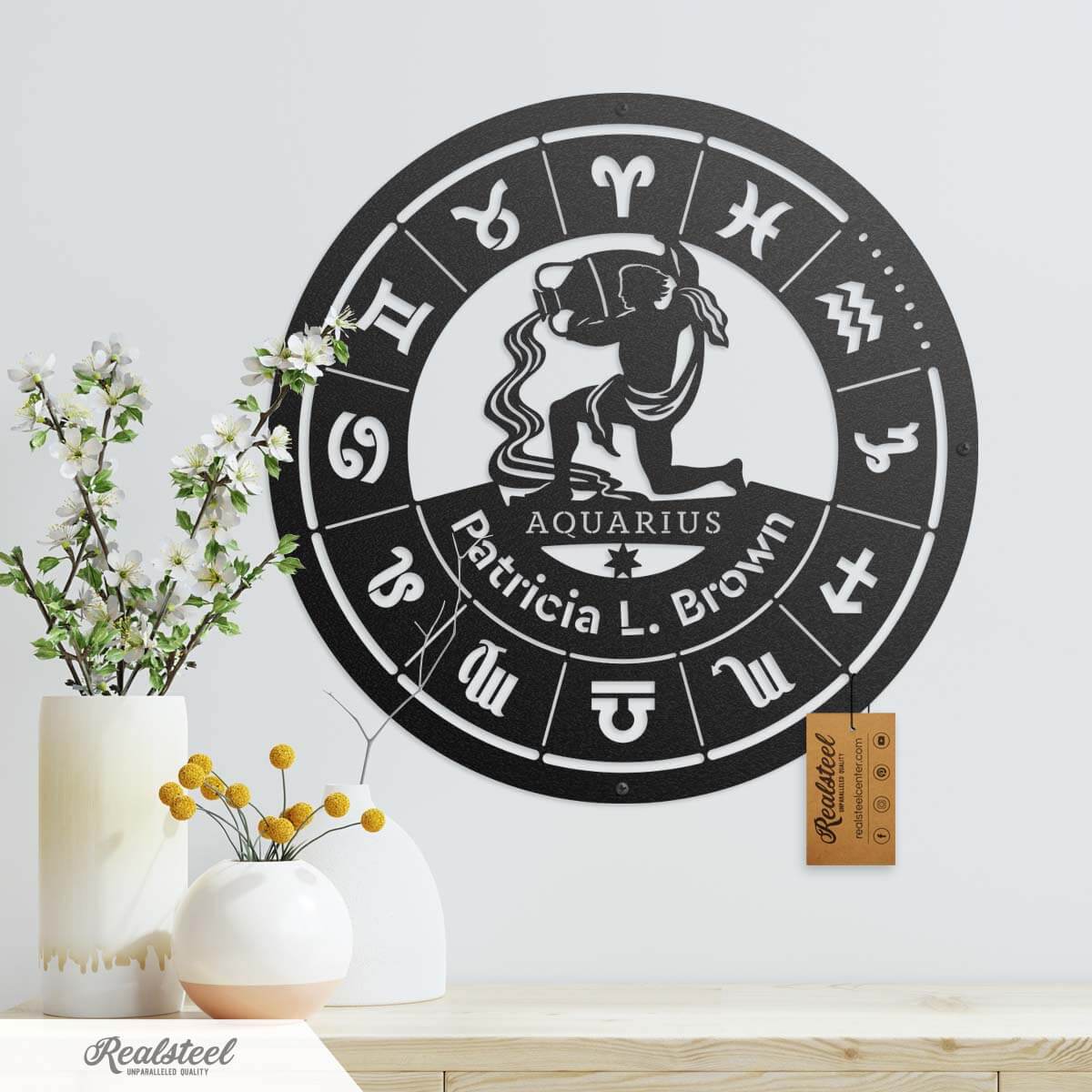 Aquarius - Zodiac Monogram  - RealSteel Center
