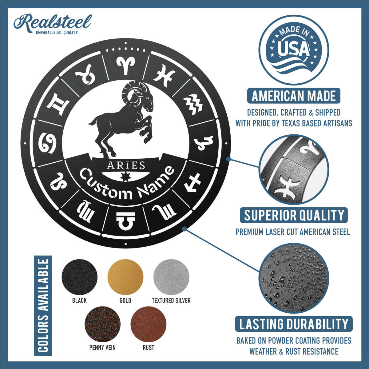 Aries - Zodiac Monogram  - RealSteel Center