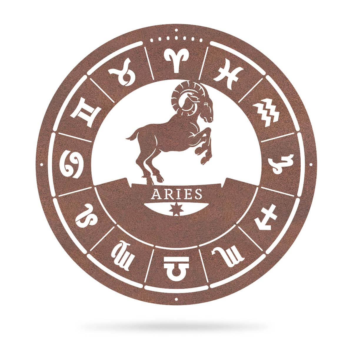 Aries - Zodiac Monogram 14" / Rust - RealSteel Center