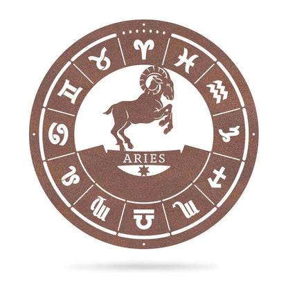 Aries - Zodiac Monogram 14" / Rust - RealSteel Center