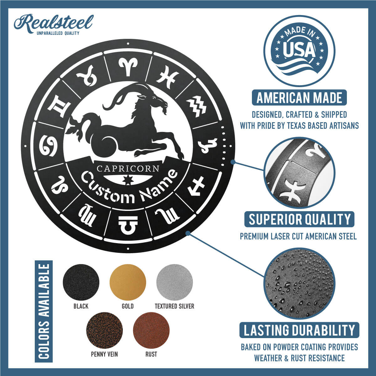 Capricorn - Zodiac Monogram  - RealSteel Center