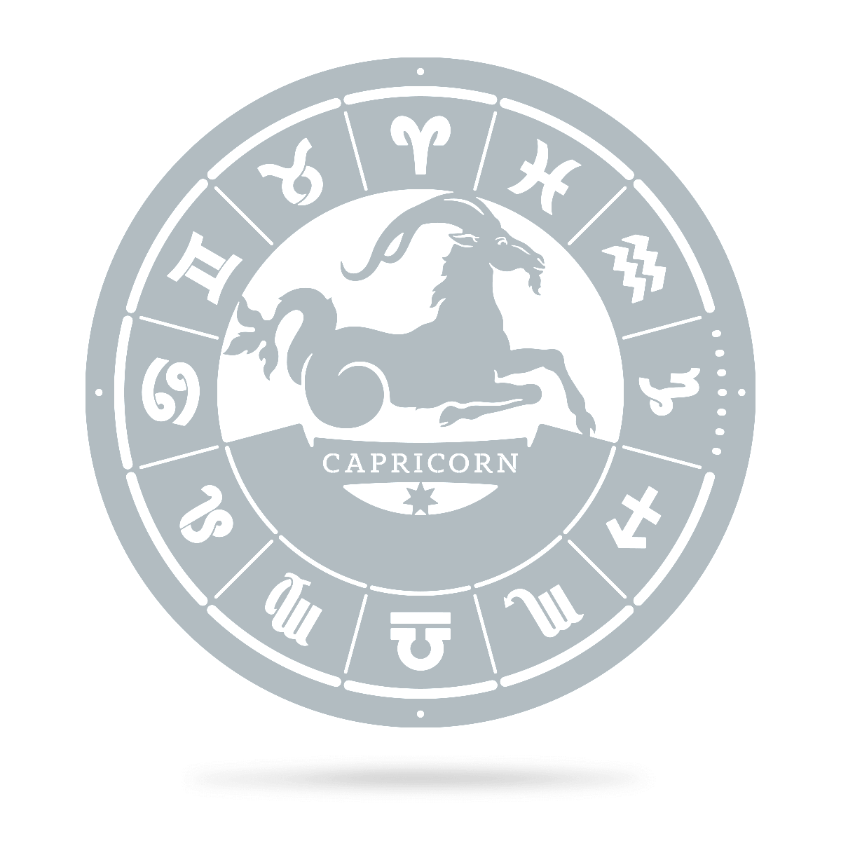 Capricorn - Zodiac Monogram 14" / Textured Silver - RealSteel Center
