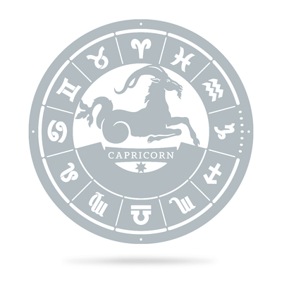 Capricorn - Zodiac Monogram 14" / Textured Silver - RealSteel Center