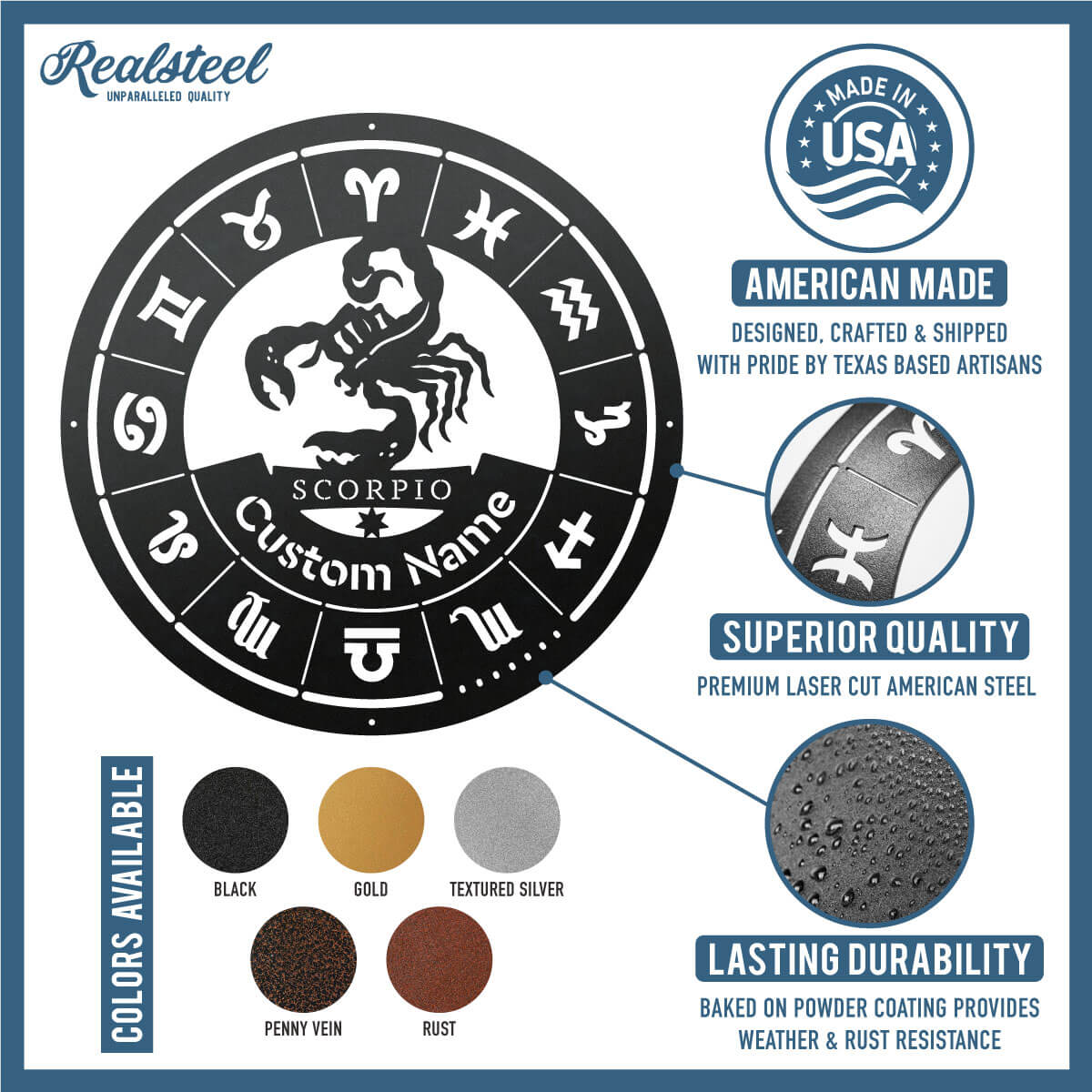 Scorpio - Zodiac Monogram  - RealSteel Center