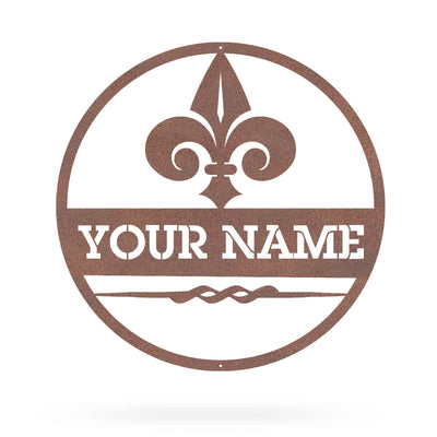 Fleur-de-Lis Monogram 14" / Rust - RealSteel Center