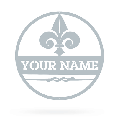 Fleur-de-Lis Monogram 14" / Textured Silver - RealSteel Center
