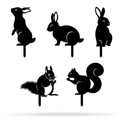 Garden Art - Animals 5 Pack Assorted / Black - RealSteel Center