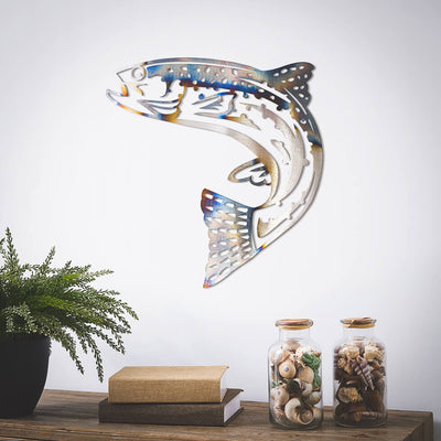 Jumping Trout Metal Wall Art 18"x18" - RealSteel Center